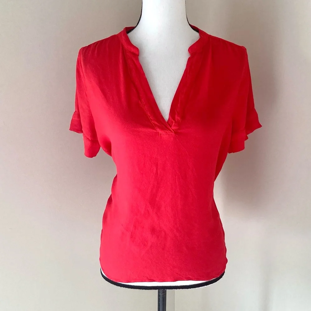 J. Crew Drapey Band Collar Popover Top in Bright Cerise Size S - Picture 7 of 11